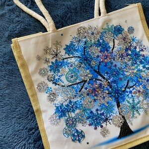 Embellished Tree Design Tote Bag